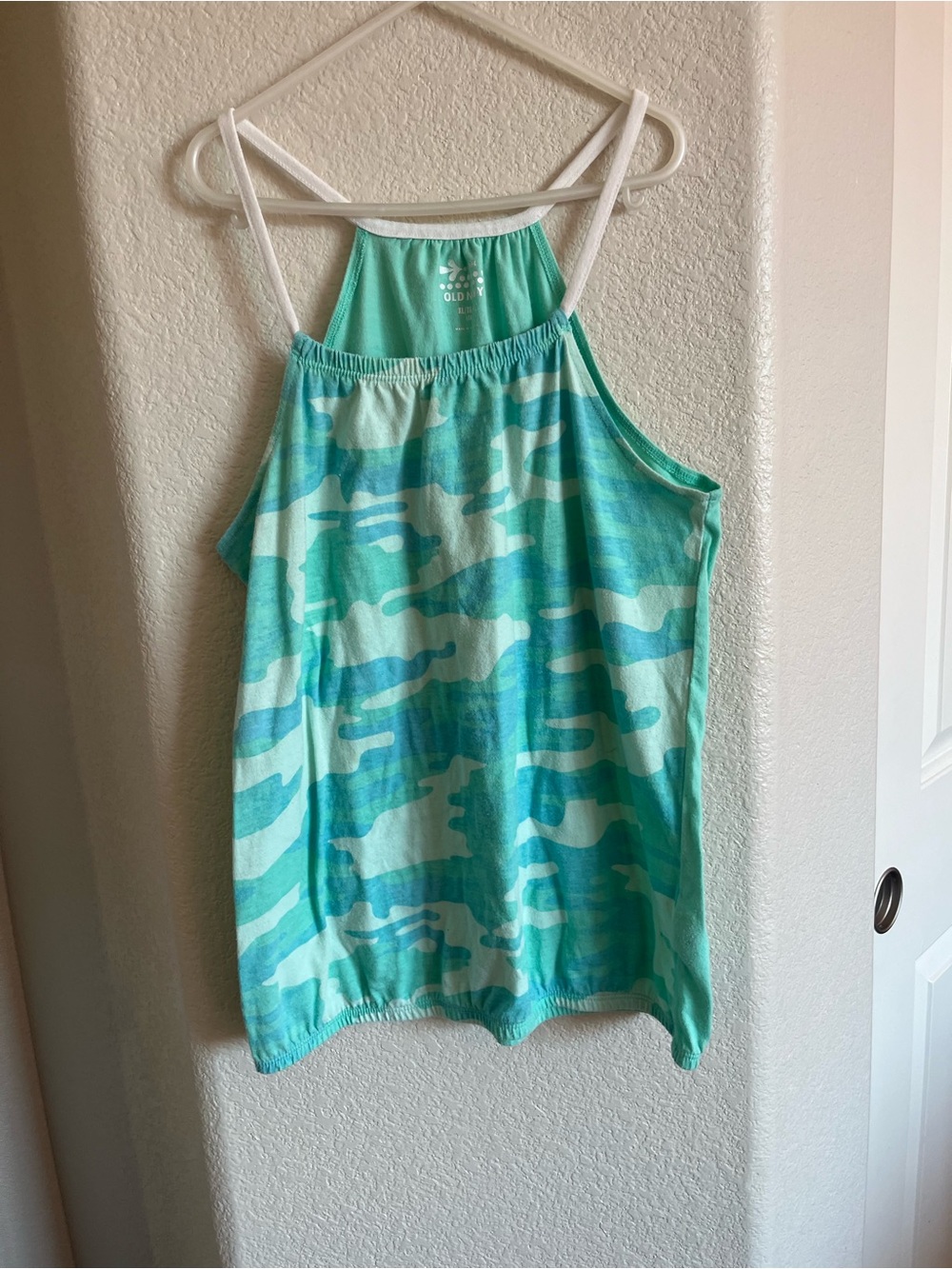 Old Navy Mint & White Camo Halter Tank Top